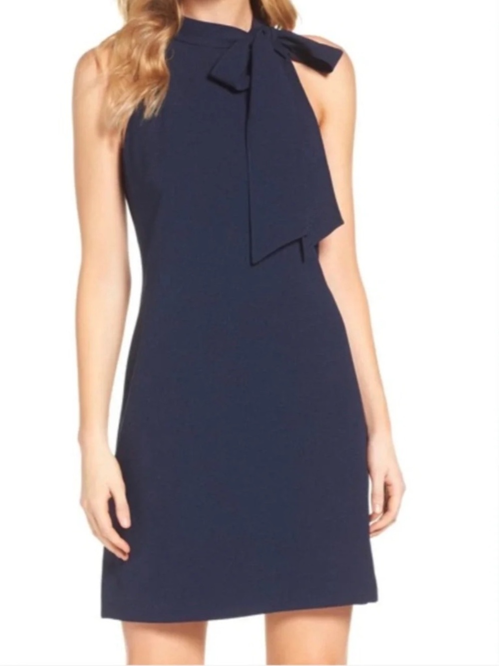 NWT Vince Camuto Navy Bow-Neck Halter Sheath Dress Sz 6 Career Church Minimalist